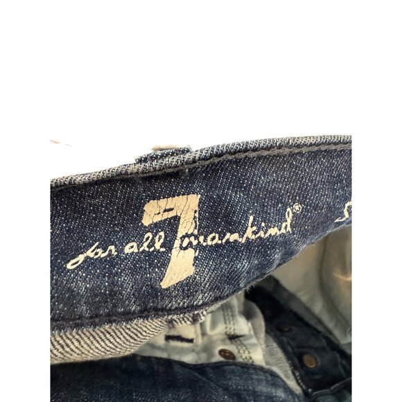 7 For All Mankind Standard Fit Denim Jeans Size 30 Blue Wash Cotton Blend Button - Picture 6 of 8